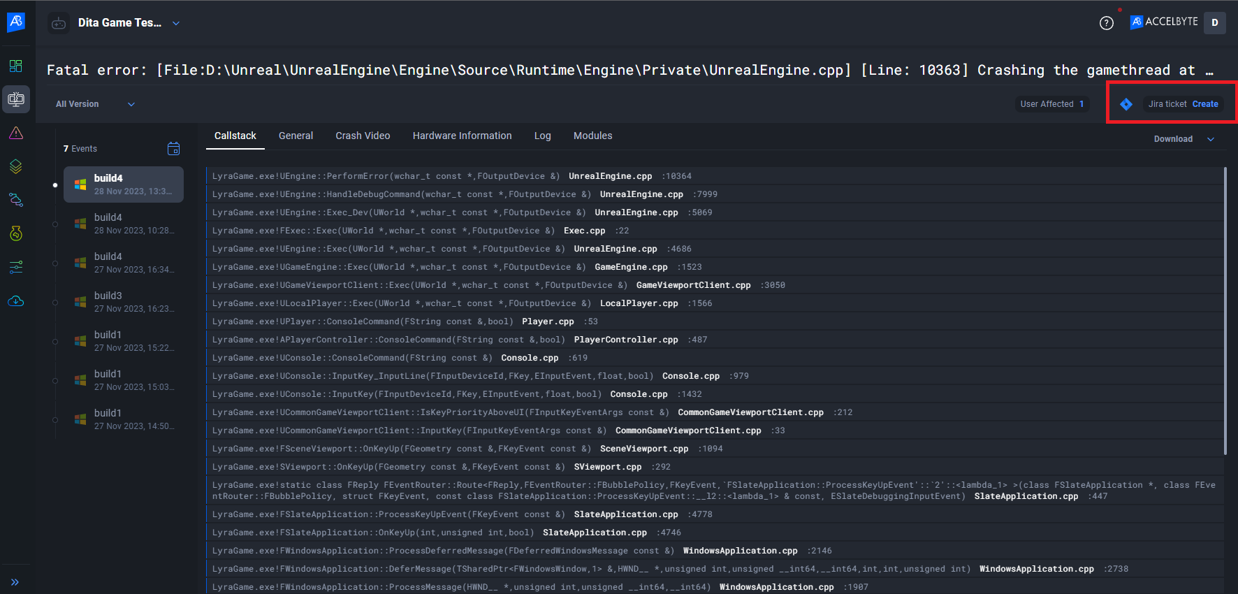 Jira ticket shown