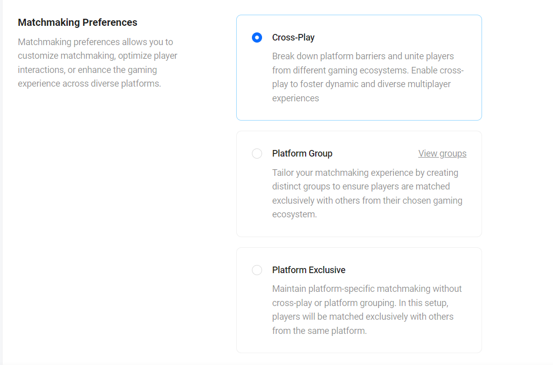 Match Pool Cross-play config