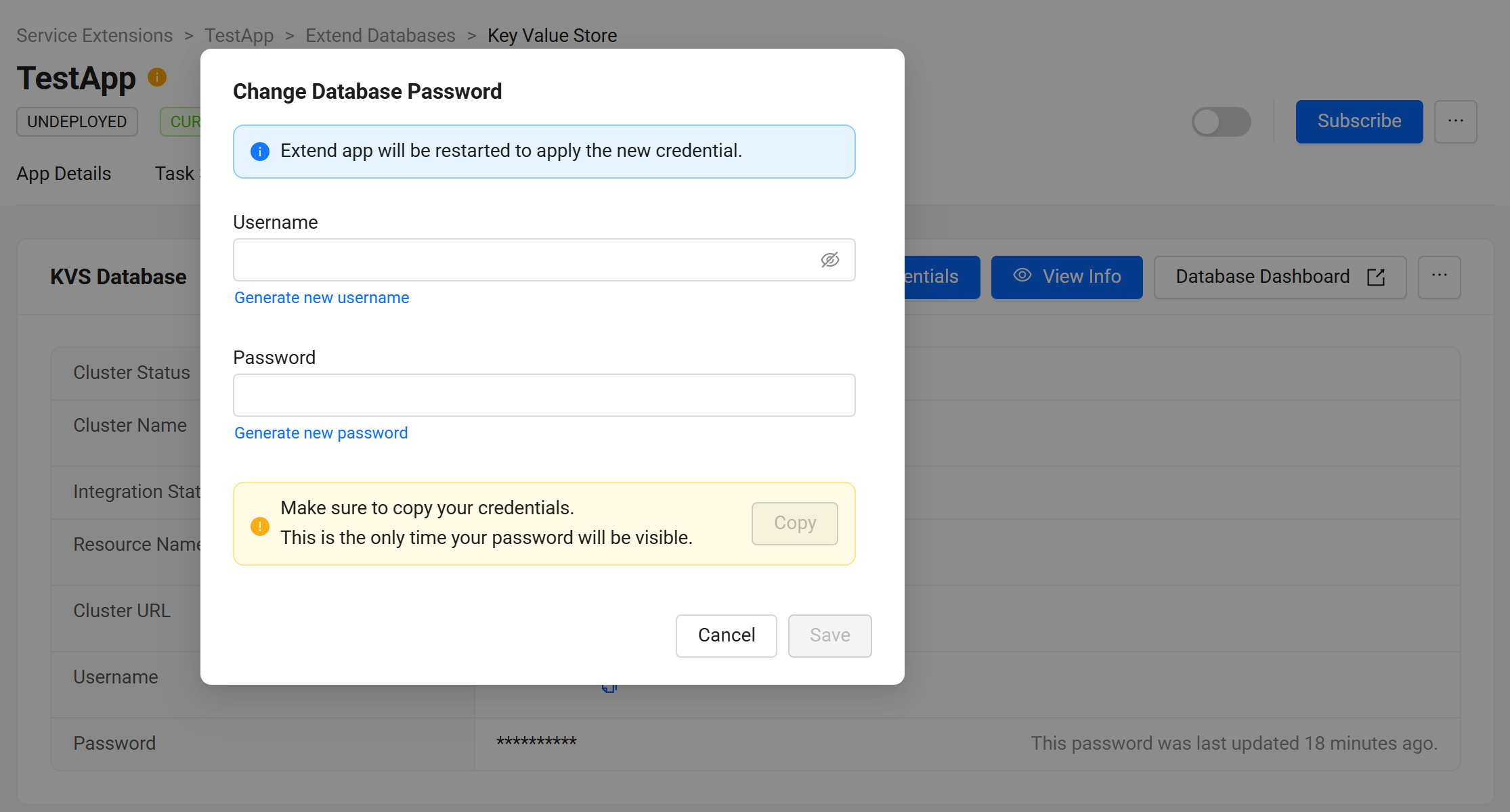 Key Value Store integration status ready