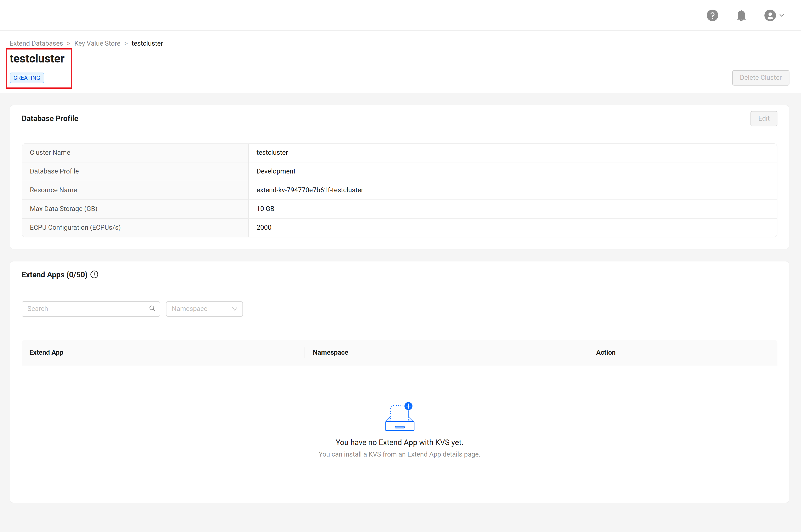 Key Value Store provisioning