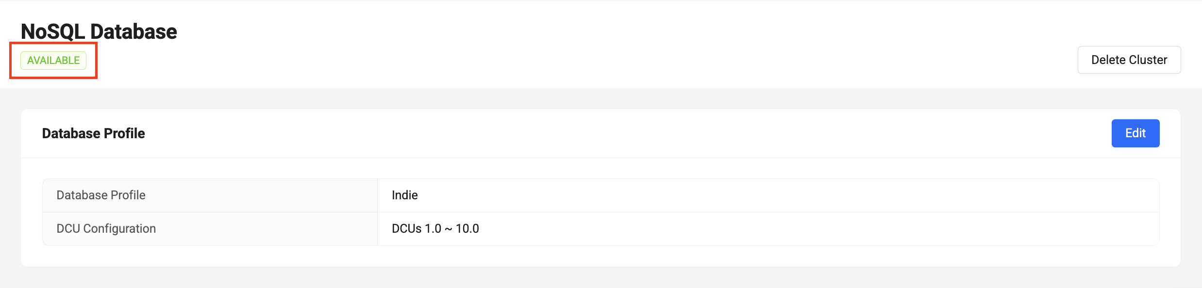 NoSQL Cluster provisioned