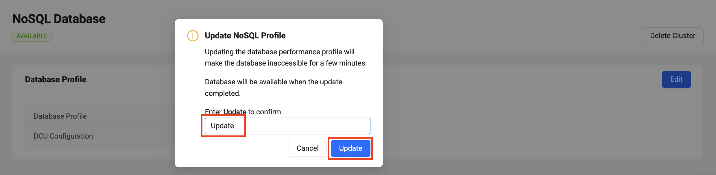 NoSQL_Cluster update_confirmation