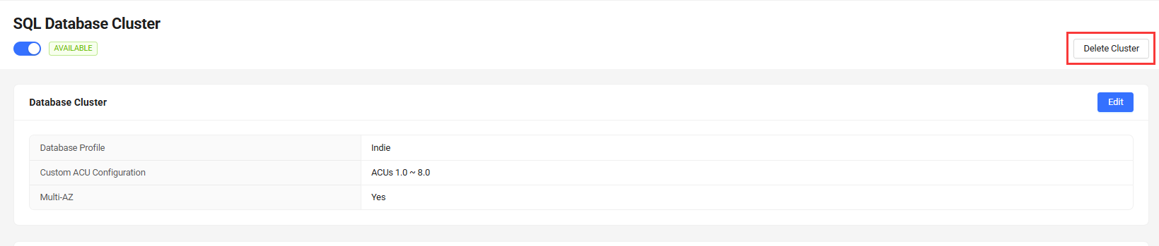 SQL Cluster delete