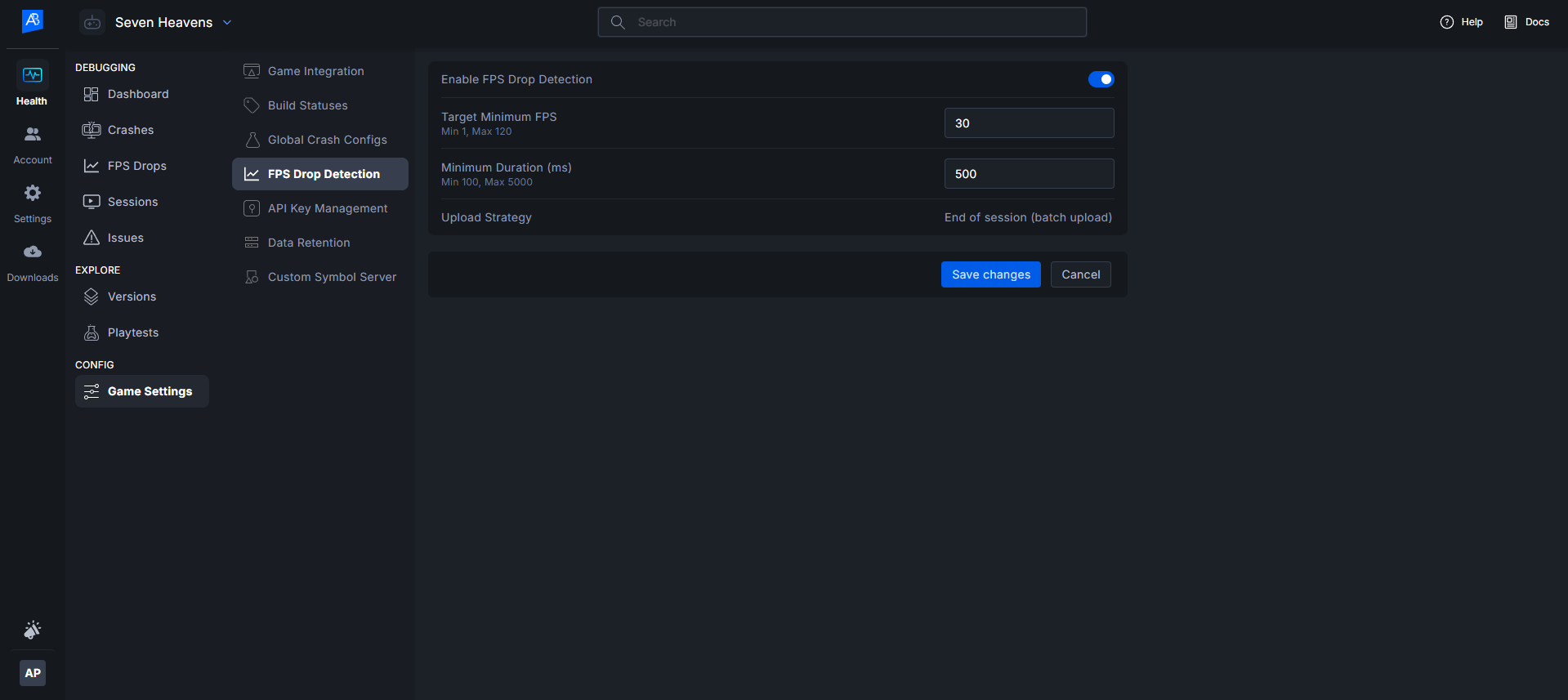 FPS Drop Detection Menu