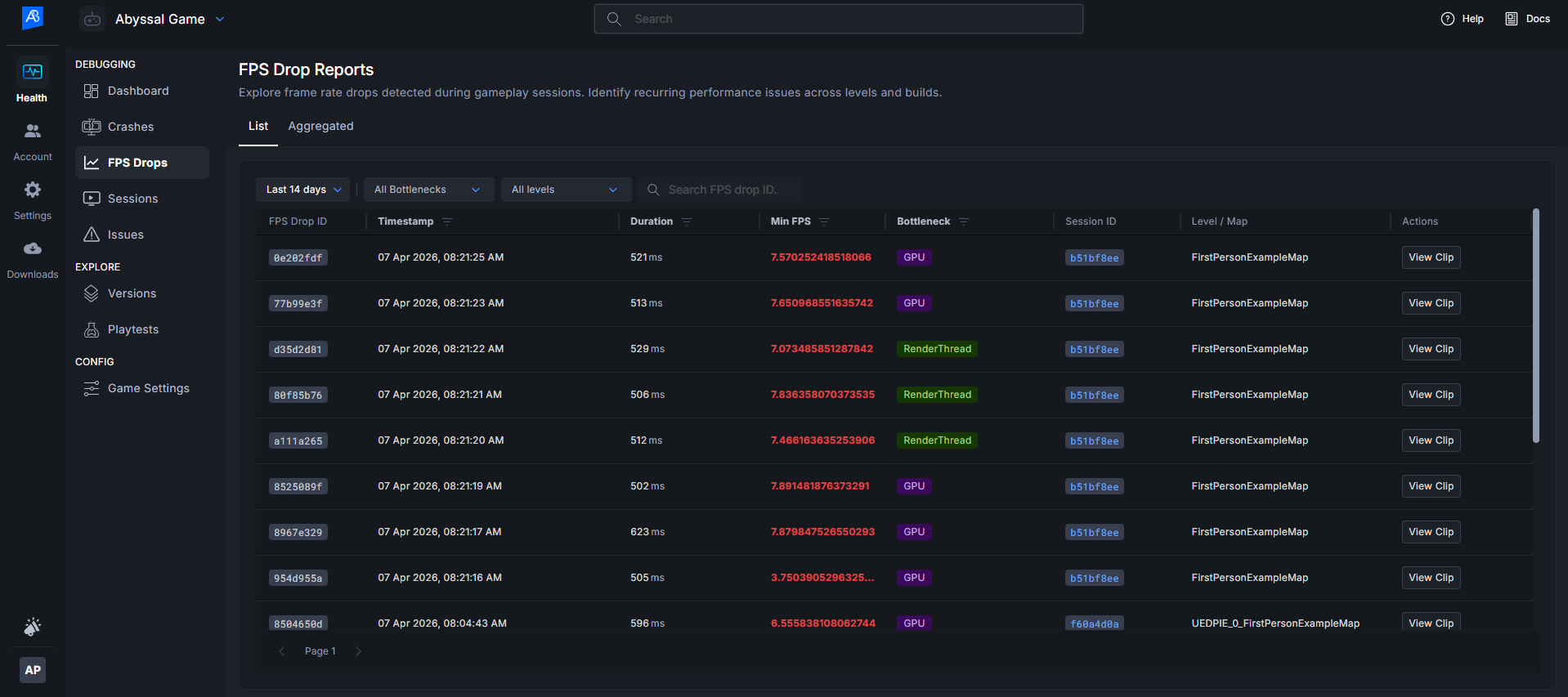 Framereate Drop Reporter