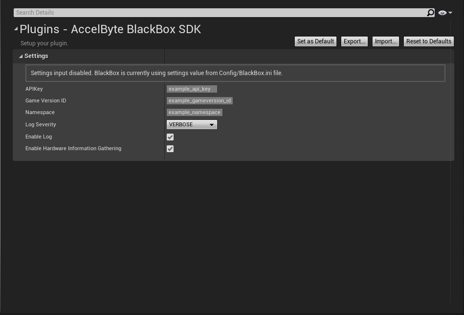 Plugins AccelByte ADT SDK panel