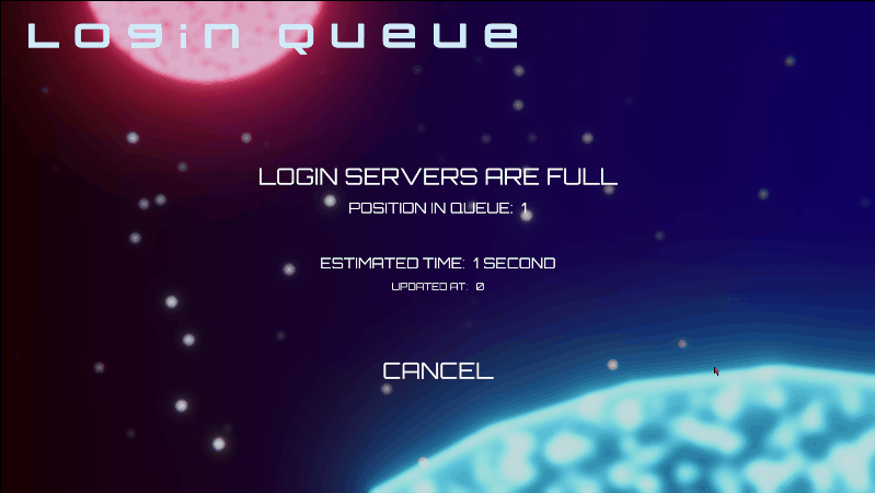 Preview of canceling login while in queue