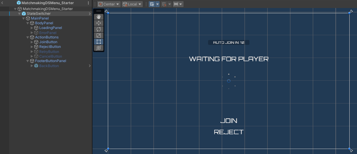Matchmaking DS menu join match confirmation state preview Unity Byte Wars quick match dedicated server