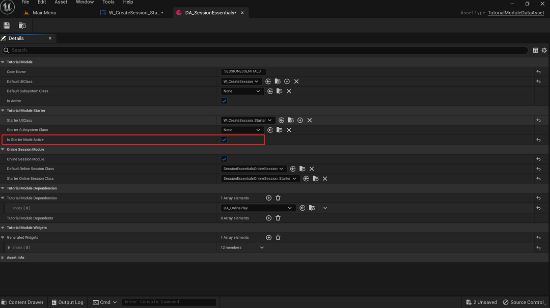 Data Asset changes preview Unreal Engine session essentials