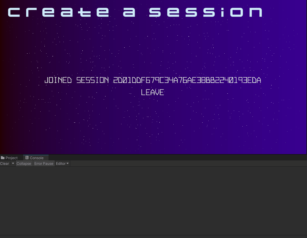 A GIF of leaving a new game session in Byte Wars in the Unity Editor Unity Byte Wars introduction to session