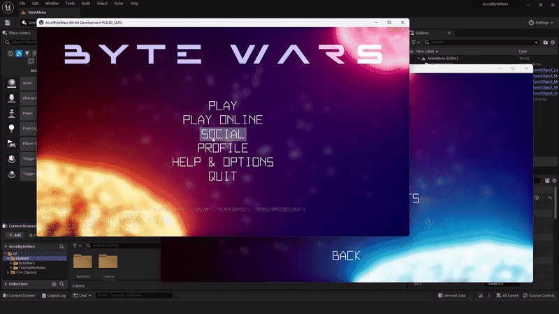 Test to reject a received friend request Unreal Engine Editor Unreal Byte Wars add friends