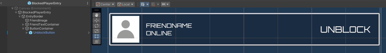 Potential friend entry widget Unity Byte Wars manage friends