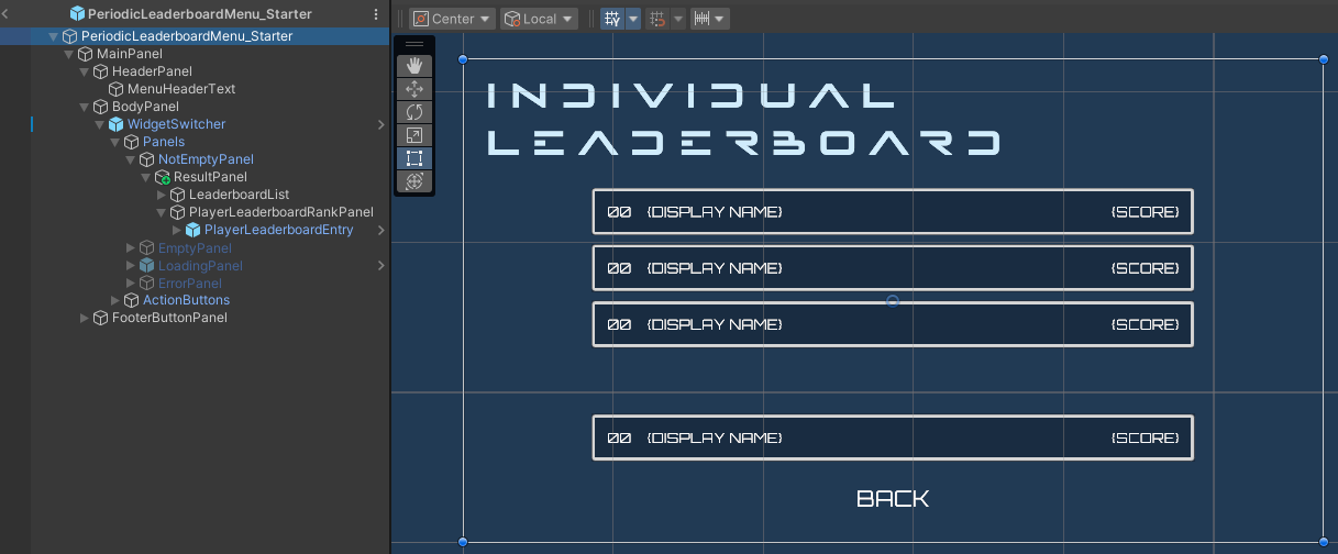 Periodic leaderboard menu Unity Byte Wars weekly leaderboard