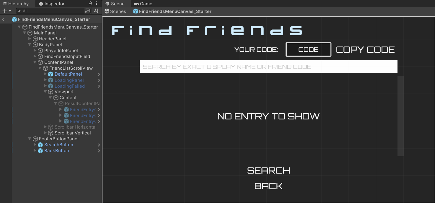 Find friend prefab Unity Byte Wars search players