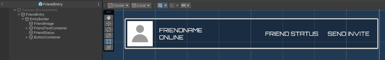 Find friend entry prefab Unity Byte Wars search players
