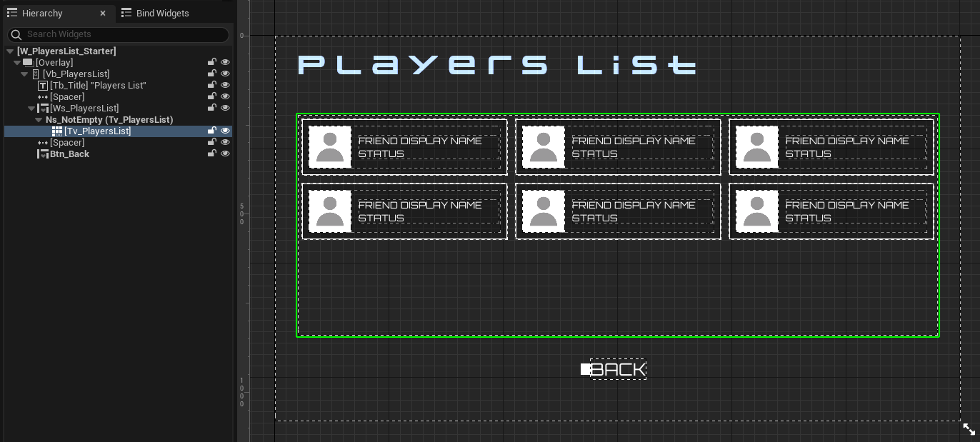 Game session player list widget Unreal Byte Wars recent players