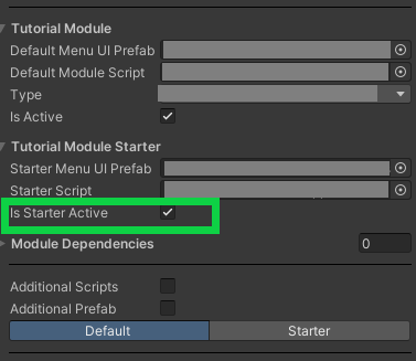 Image of the Is Starter Active option in the SessionEssentialsAssetConfig file in the Unity Inspector Unity Byte Wars introduction to session