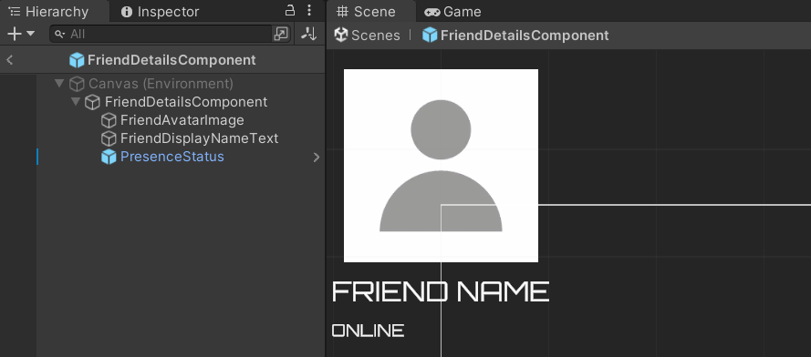 Friend Details Component Unity Byte Wars friend list