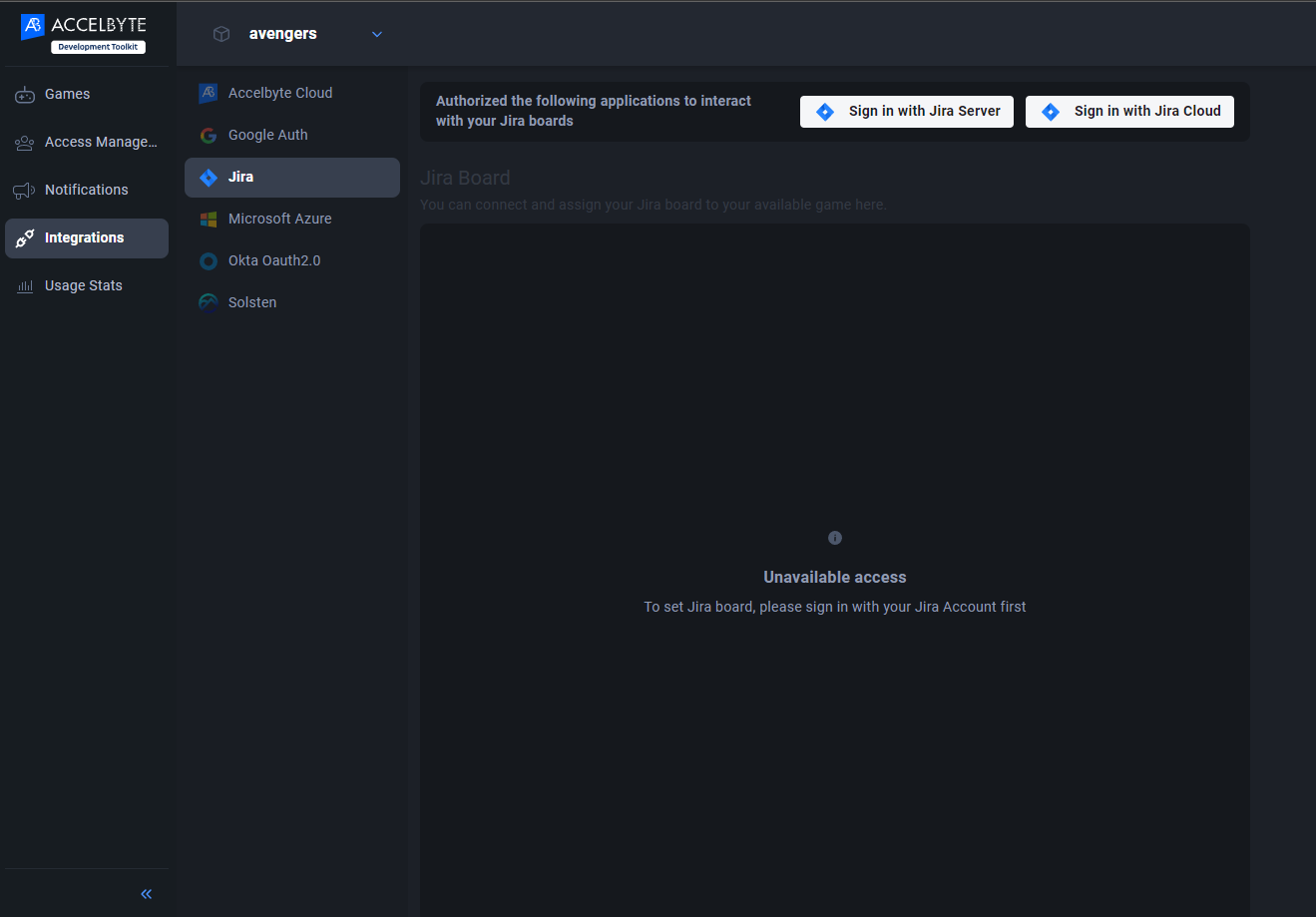 Jira panel with sign in with jira area showing