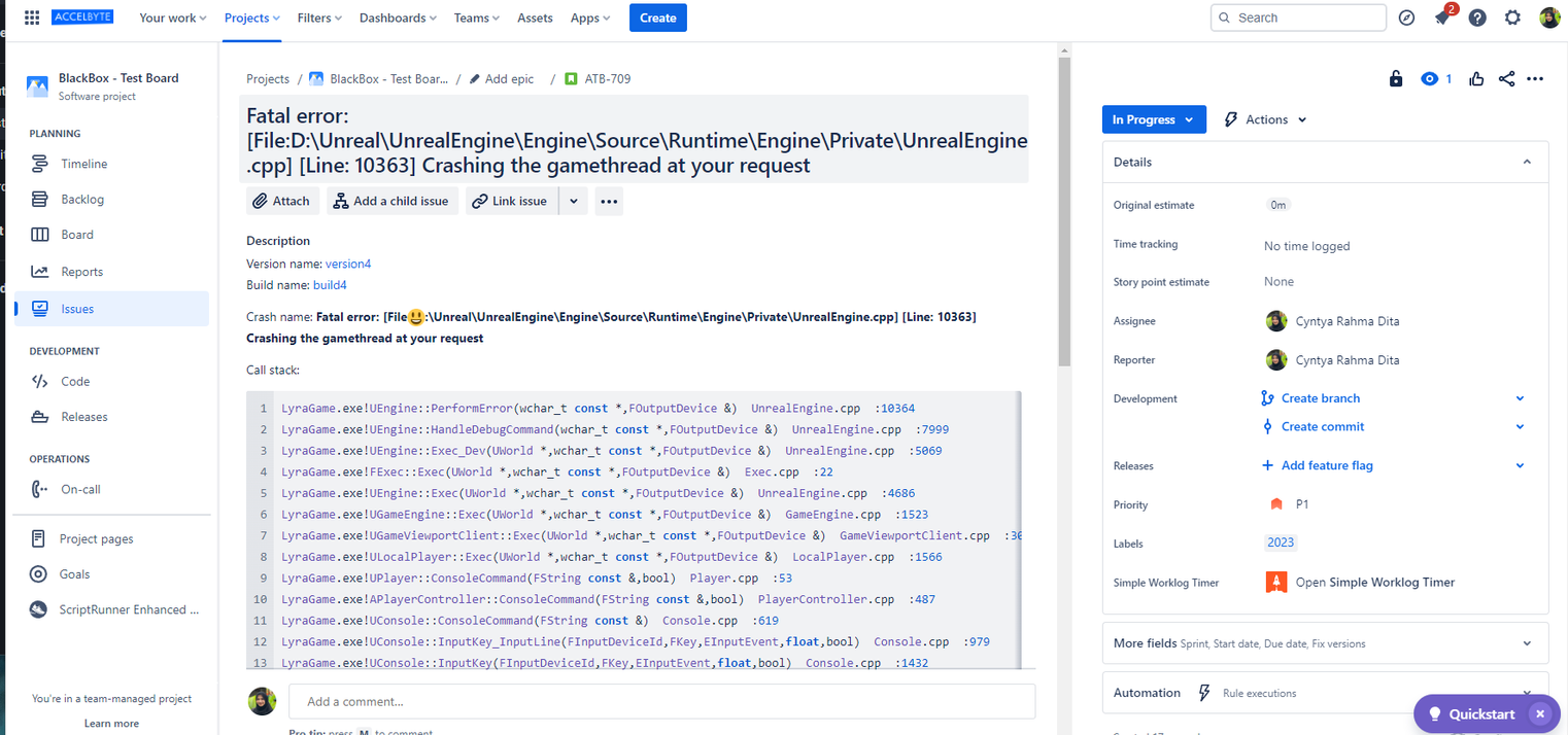 Create link/jira ticket panel