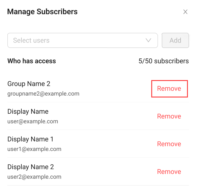 Remove subscribers