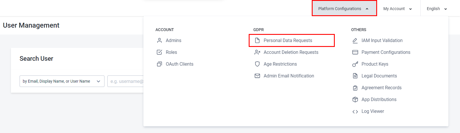 personal-data-request-platform-configurations