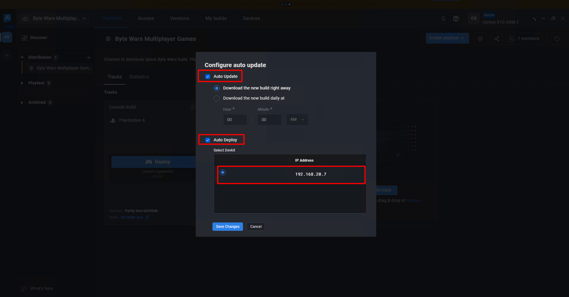 Save button console