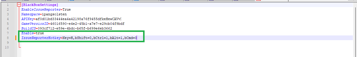 BlackBox.ini file in project config